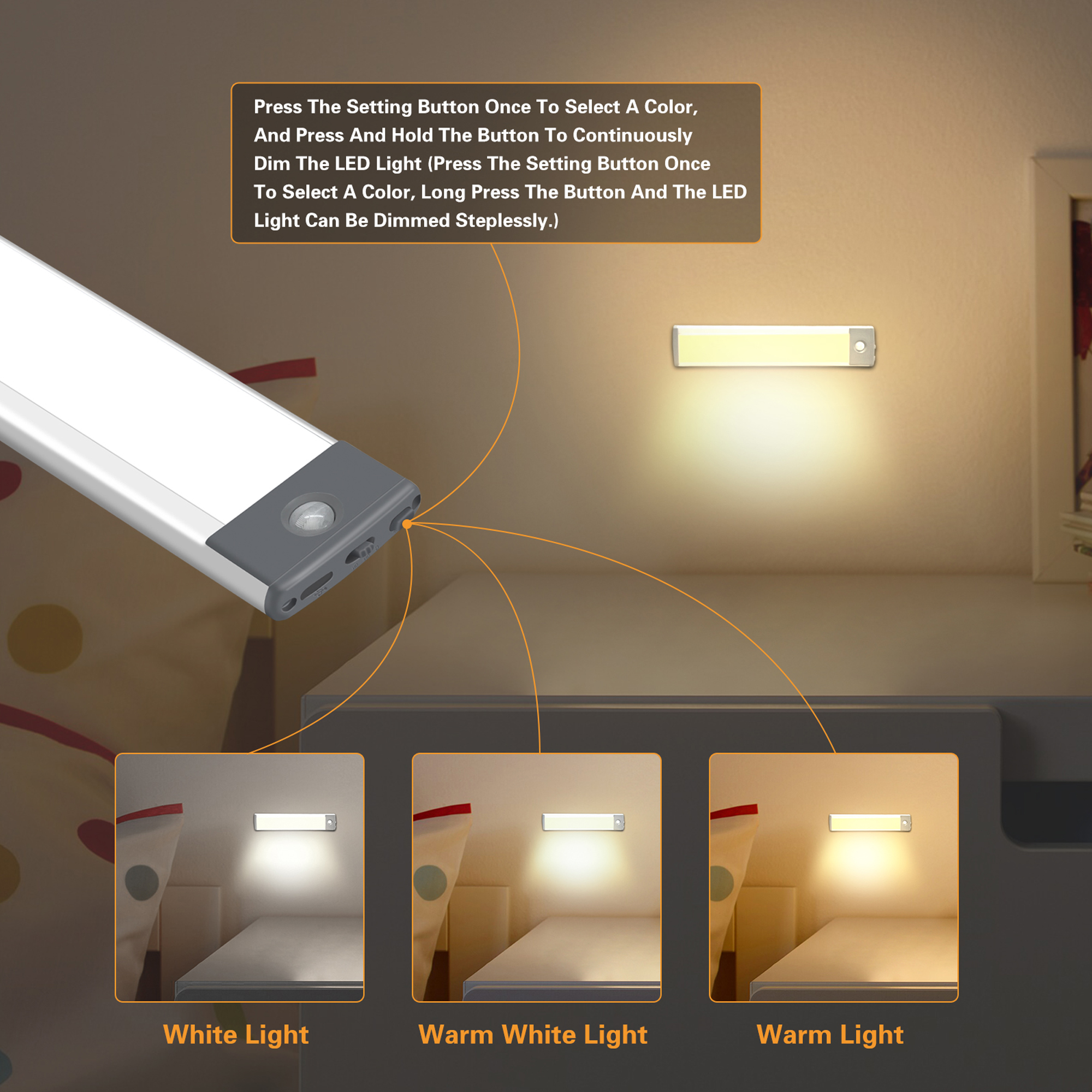 Lepotec 35LED Under-Cabinet Lights, Wireless Motion Sensor 4-Mode Night Lighting