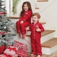 thumbnail image 4 of Conjunto de ropa para niños de Año Nuevo, pijamas rojos de Navidad, conjuntos de pijamas abotonados para niños y niñas, 4 of 4