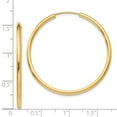 thumbnail image 3 of Real 14kt Yellow Gold Polished Round Endless 2mm Hoop Earrings; for Adults and Teens; for Women and Men, 3 of 3