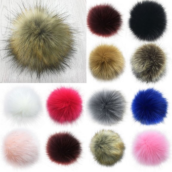 Naierhg 2Pcs 14cm/16cm Soft Faux Fur PomPom DIY Car Handbag Keychain Fluffy Ball Pendant
