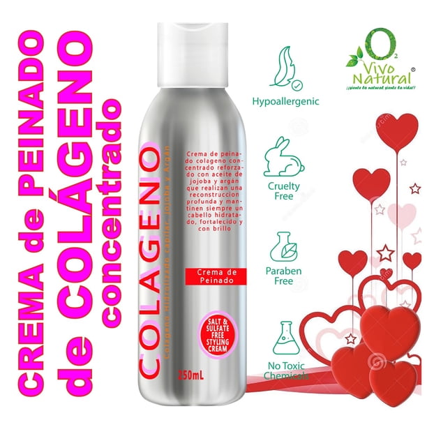 CREMA DE PEINADO CON COLÁGENO VIVONATURAL 250 ml HIDRATA, SUAVIZA Y DA BRILLO DE FORMA NATURAL, FÁCIL DE USAR
