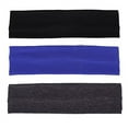 thumbnail image 3 of MapofBeauty 3 Pack Yoga Headbands Stretchy Cotton Head Band Hairwarp Sports Running Exercise Gym (Blue/Dark Grey/Black), 3 of 3