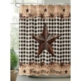 thumbnail image 2 of Black Plaid Country Star Shower Curtain, Farmhouse Wood Texture Bathroom Decor Curtains Set with Hooks, Waterproof Fabric Home Accessories， Stall 48 X 72 Inch, 2 of 6