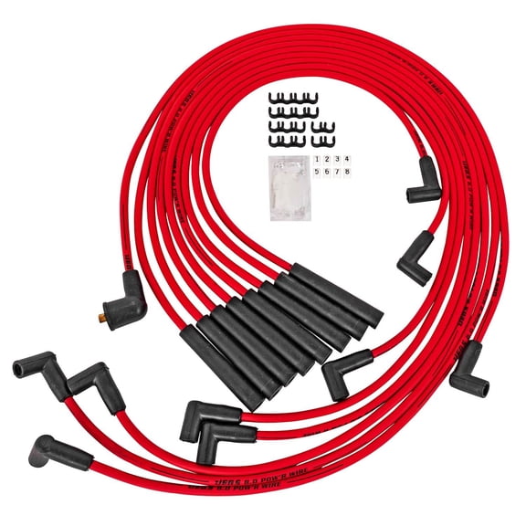 JEGS 8.0mm Red Hot Pow'r Wires Big Block Mopar 383/400/440 with HEI Cap