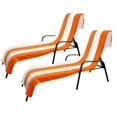 thumbnail image 2 of BNM Cabana Striped Cotton Chaise Lounge Chair Cover, Set of 2, Orange, 2 of 10
