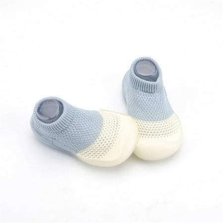 

Toddler Sock Shoes Non Floor Indoor Walking Sock Shoes Indoor Warm Knit Soft Sole Rubber Cotton Baby Prewalker Shoes for Boys 0-6 Months