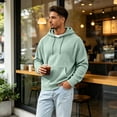 thumbnail image 4 of Resicozy Mens Waffle Hoodies Pullover Long Sleeve Casual Fashion Sweatshirts Gym Hooded Shirt with Pocket Light Green S, 4 of 8