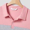 thumbnail image 2 of PatPat Ensemble Assorti pour la Famille Rose Chemise à Col Polo à Manches Courtes à Blocs de Couleur Unie Ou Robe Ceinturée à Manches à Volants, 2 of 5