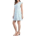 thumbnail image 4 of Vestido Casual de Verano Floral con Volantes y Cuello en V de Manga Corta para Mujeres Chic - Azul Claro S, 4 of 5