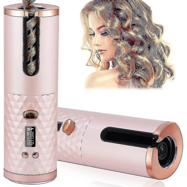 Herramienta de rizado automático inalámbrico para el cabello, rizador de pelo inalámbrico portátil, varilla de hierro con pantalla LCD HVU
