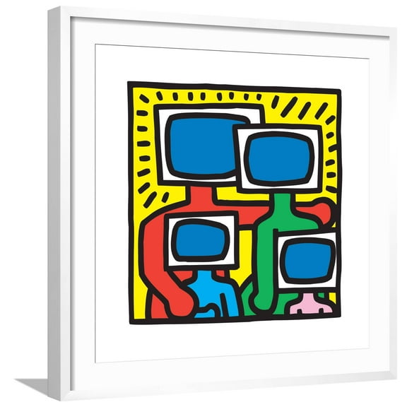 Art.com Untitled Pop Art Giclee Print by Keith Haring, White Frame Wall Art, 29" x 29"