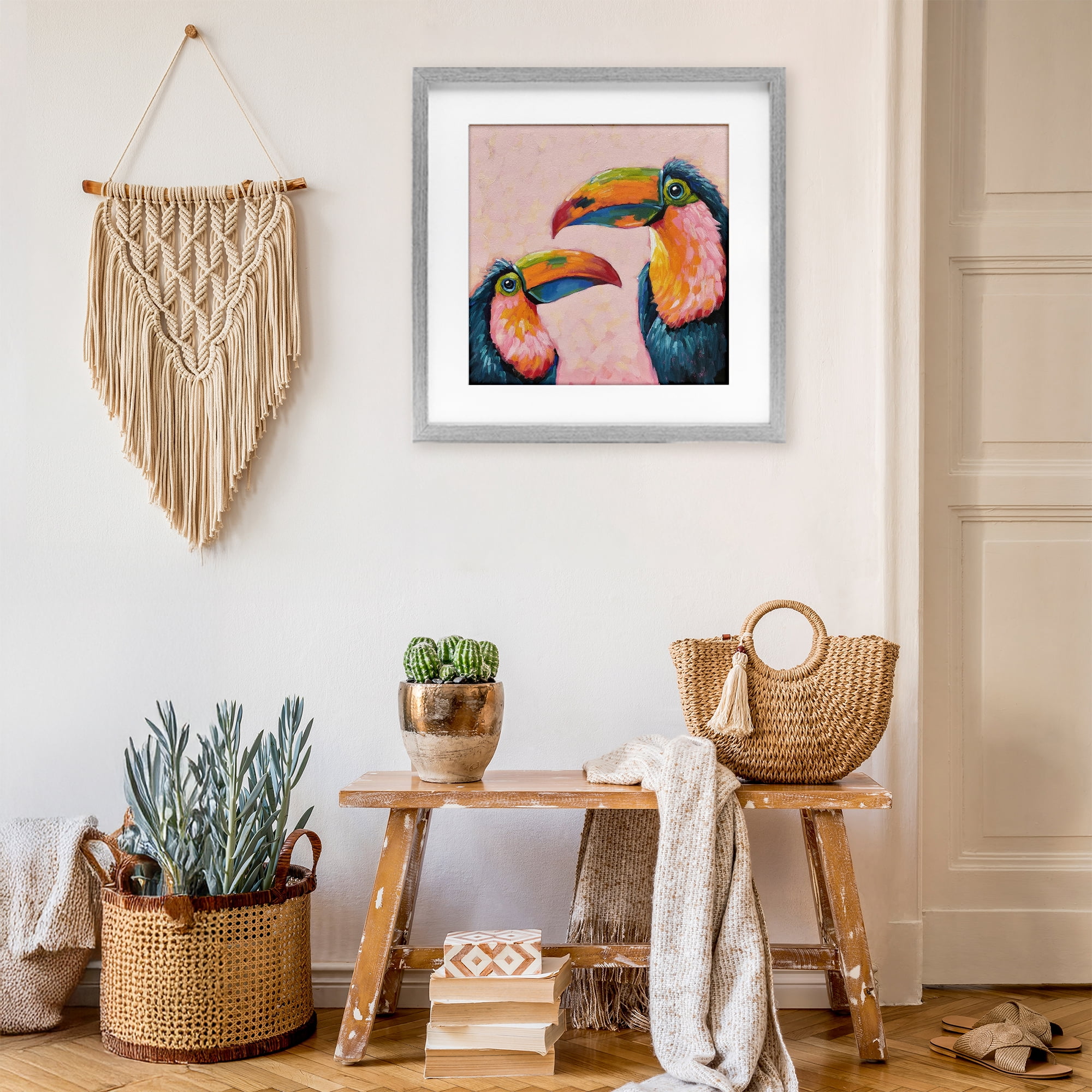 Stupell Industries Tropical Toucan Paradise Gray Framed Print Under Glass, design by Lucia Stewart