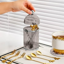 HOZVOMI Fruit Fork Storage Container with Lid, Compact Kitchen and Dining Utensil Holder for Forks Straws Skewers, Countertop Organizer