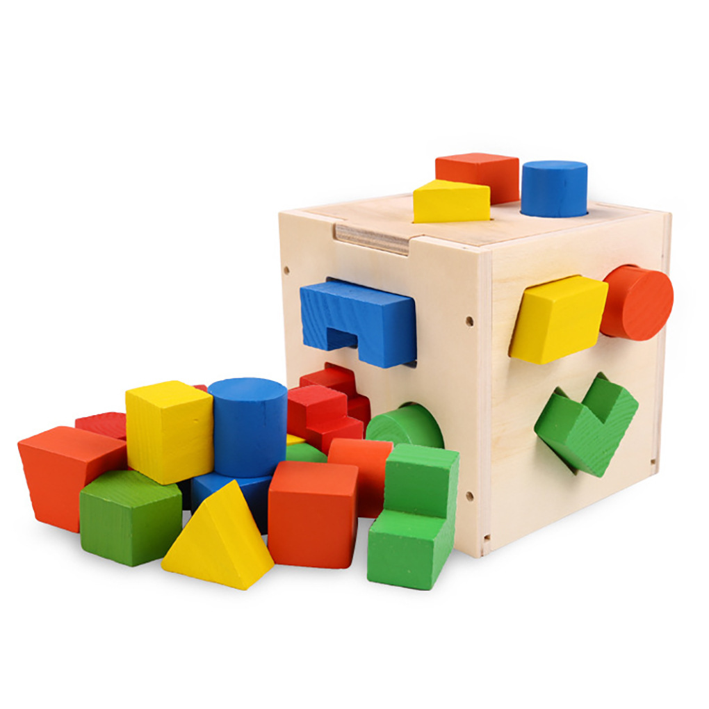Worallymy Geometric Shape Sorting Cube 24 Age Household Preschool ParentChild Matching Blocks