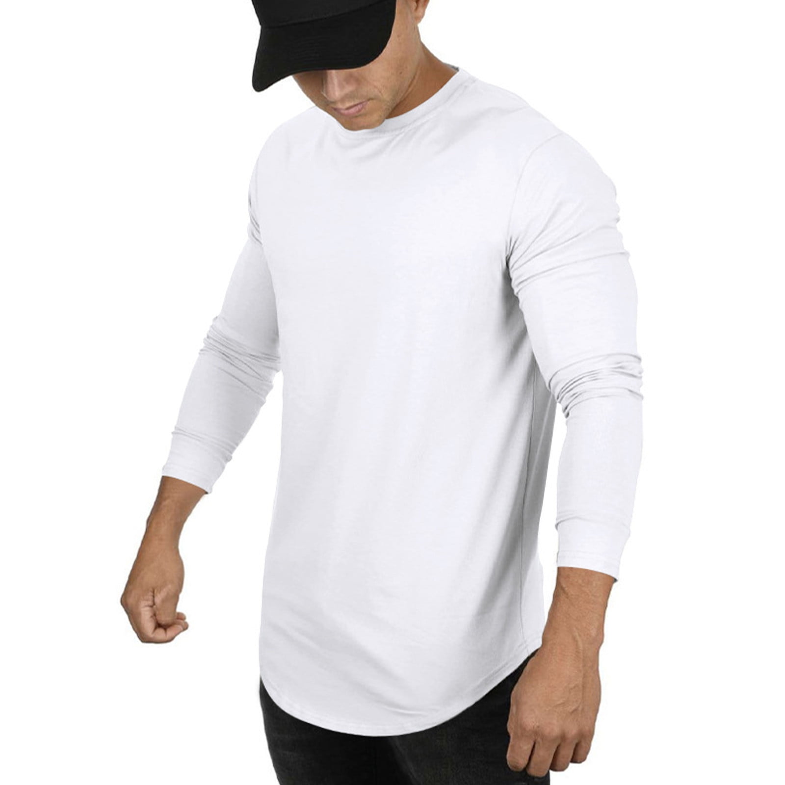 Zedker 3/4 Sleeve Shirt for Men Solid Color Crew Neck Baseball T-Shirts Casual Loose Fit Tees Three Quarter Sleeve T Shirts