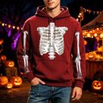 thumbnail image 2 of JIAYUE Men Halloween Sweatshirt Skeleton Graphic Print Baggy Pullover Hoodies for Fall Holiday Street Sport, 2 of 4
