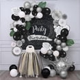 thumbnail image 2 of 1 Juego de arco de globos plateados y negros, para decoración de fiesta de cumpleaños, 2 of 5