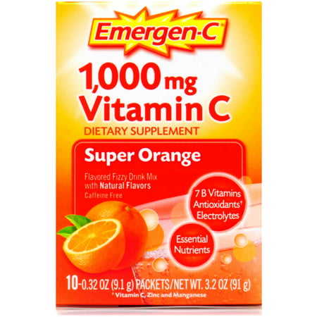  super orange aromatisée 1000mg Vitamine C Complément Drink Mix Fizzy 10 ct