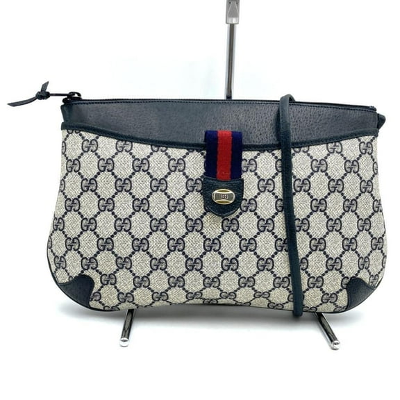 Pre-Owned GUCCI 904 02 026 Shoulder Bag GG Supreme Old Gucci Navy (Fair)