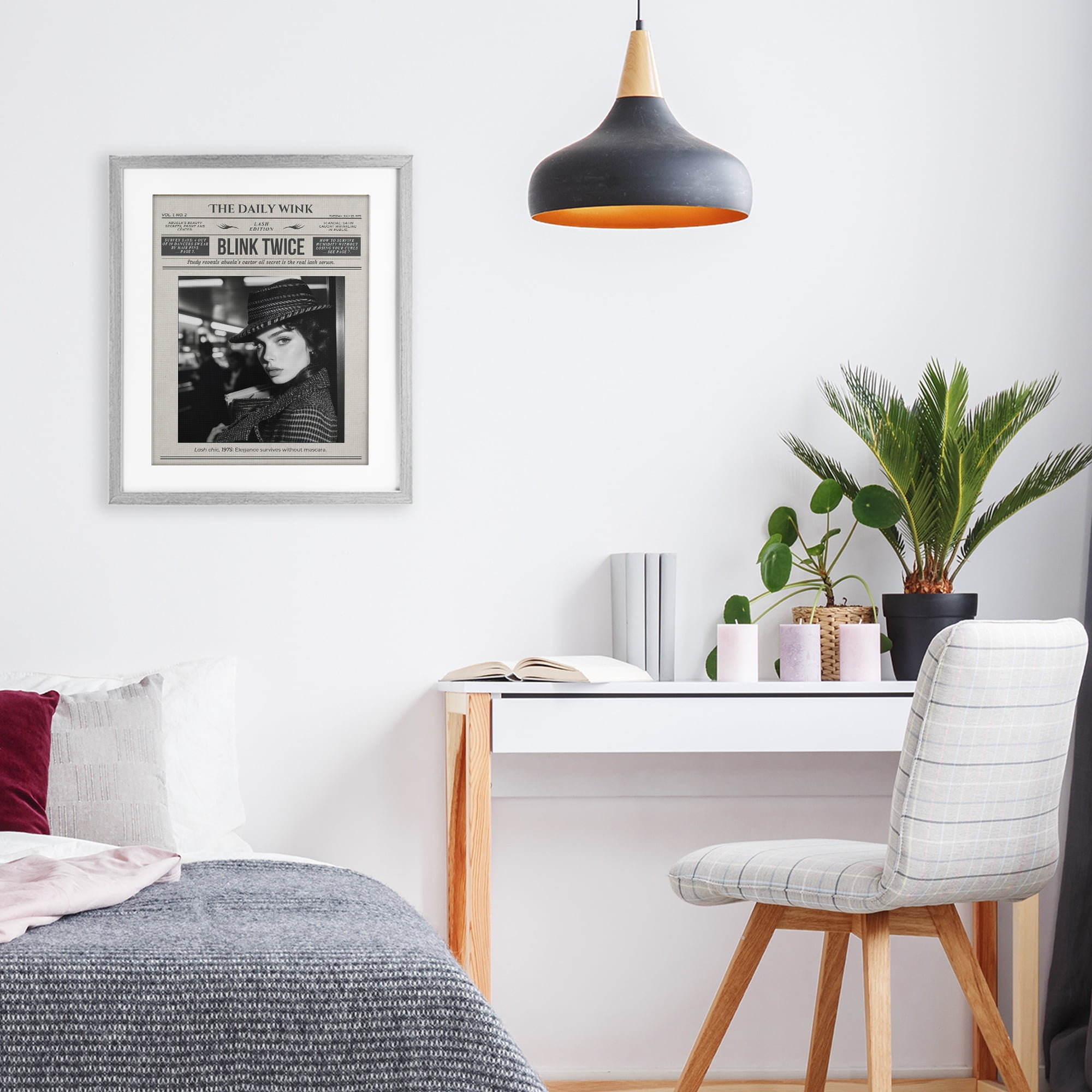 The Daily Wink Magazine Gray Framed Print Under Glass, design by A Barefoot Stylist