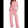 thumbnail image 2 of Traje de Otoño e Invierno para Mujer, de Larga, Color Liso, Informal, para Tiempo Libre Rosa M, 2 of 8