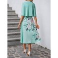 thumbnail image 2 of Womens Green Two-Piece Set: Half-Sleeve Jacket & Floral Print Midi Dress, 2 of 5