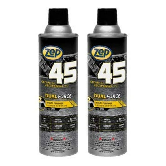 Zep 45 Dual Force Lubricant and Penetrant Aerosol - 14 oz (Pack of 2) 374301 - Reduce Friction and Wear - Offers Corrosion Resistance and Rapid Moisture Displacement