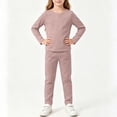 thumbnail image 4 of Cethrio Girls Cotton Pajama Sets, 2 Piece Crew Neck Casual Long Sleeve Girls' Sleepwear Coffee Size 11-12 T, 4 of 4