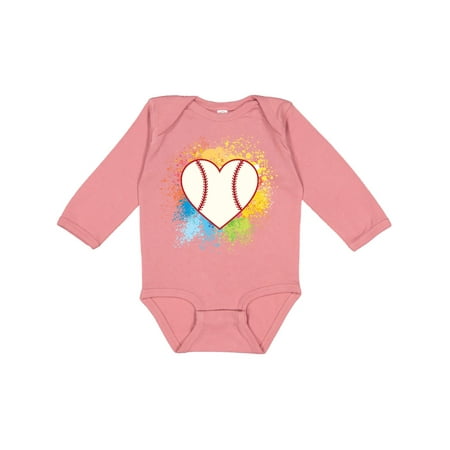 

Inktastic Baseball Sports Heart Gift Baby Girl Long Sleeve Bodysuit