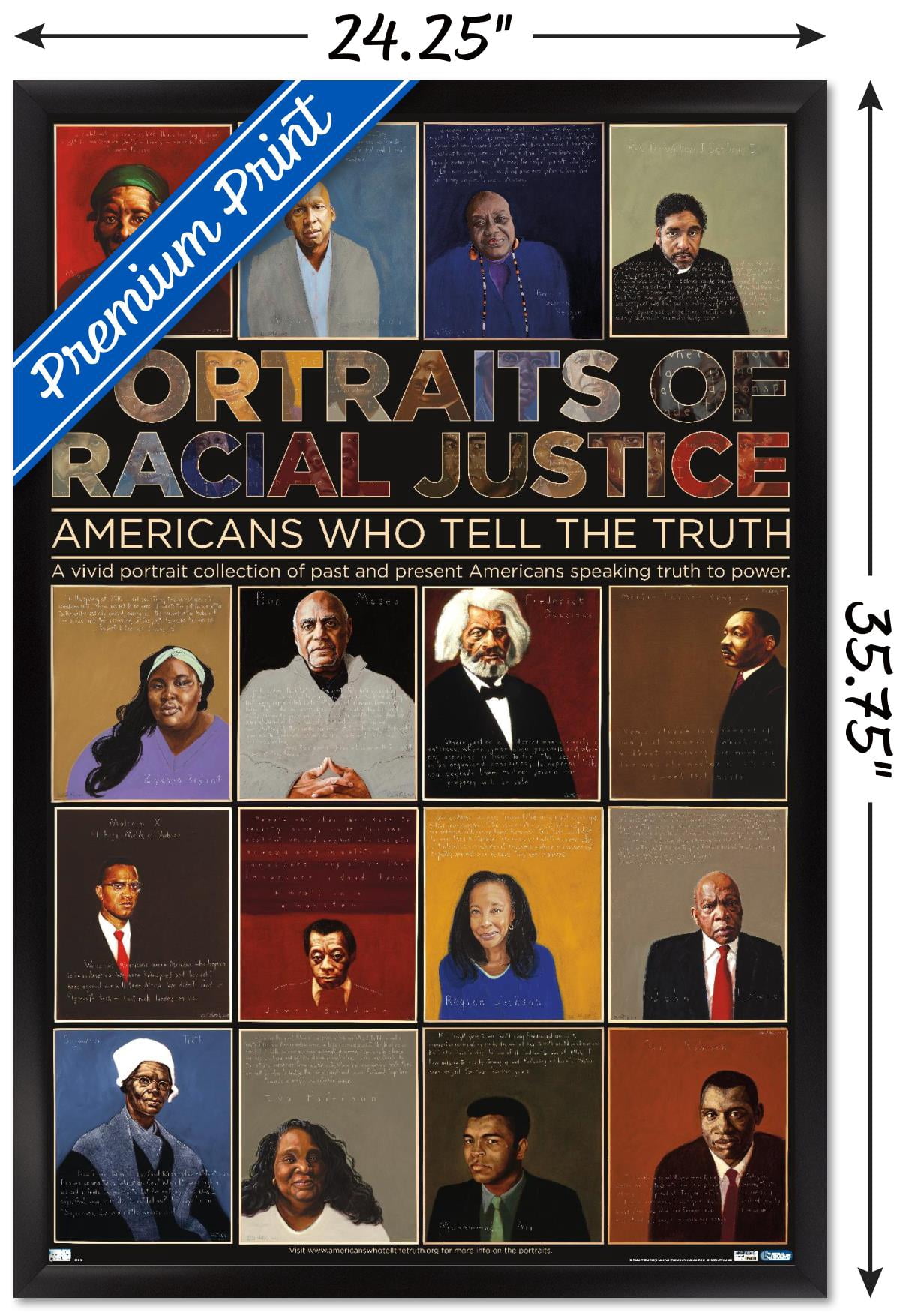 Portraits of Racial Justice - Americans Who Tell The Truth Wall Poster, 22.375" x 34" Framed