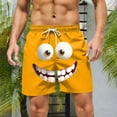 thumbnail image 5 of FAVIPT Big and Tall Men's Quick Dry Swim Trunks Funny Cartoon Face Print Swimwear Summer Beach Holiday Shorts Orange,XXXXL, 5 of 5