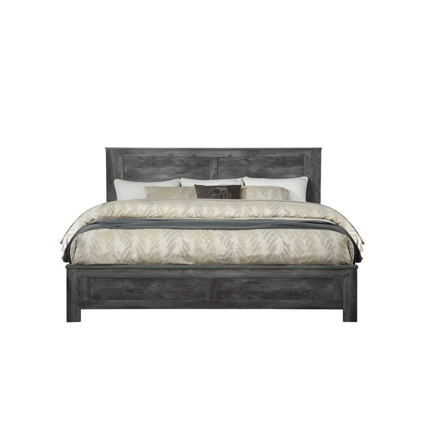 Vidalia Eastern King Bed In Rustic Gray, Grey Wood King Bed Frame With Storage