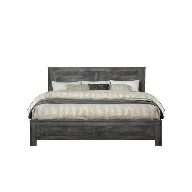 Vidalia Eastern King Bed In Rustic Gray Oak Com Vidalia Eastern King Bed In Rustic Gray, Grey Wood King Bed Frame With Storage