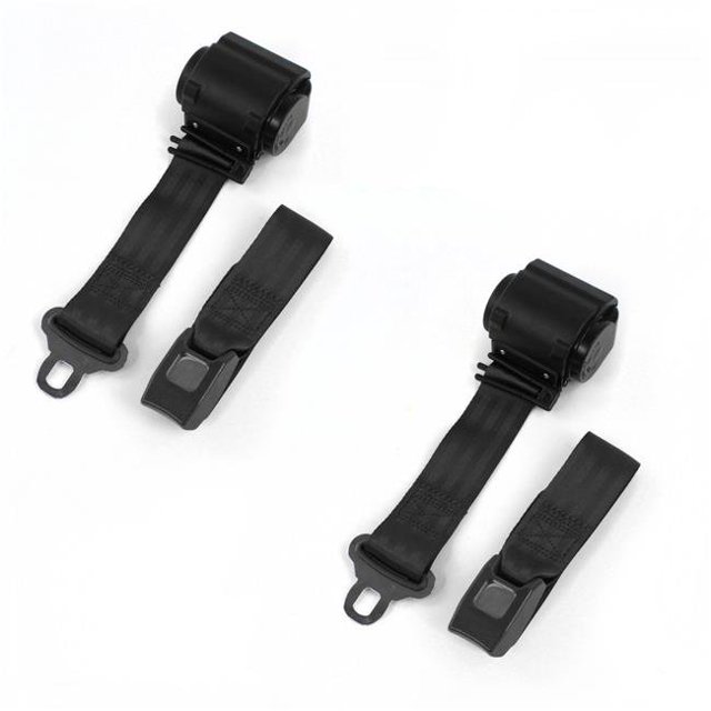 Standard 2 Point Black Retractable Bucket Seat Belt Kit with 2 Belts for 1960-1969 Chevy Corvair