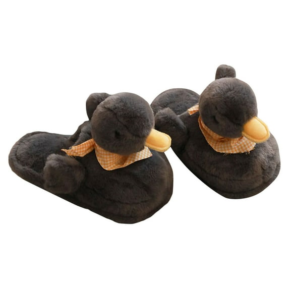 Seyurigaoka Women Juniors Animal Plush Slippers Winter Warm Funny Duck Slippers Fuzzy House Shoes for Teen Girls