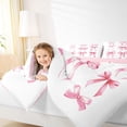 thumbnail image 5 of Homewish Cartoon Bowtie Bowknot Bedding Comforter Set,Cute Ribbon Bow Twin Comforter Sets,Girls Pink White Bedding Set For Girl Teens,Luxury Bedroom Decor Reversible,2 Pieces, 5 of 9