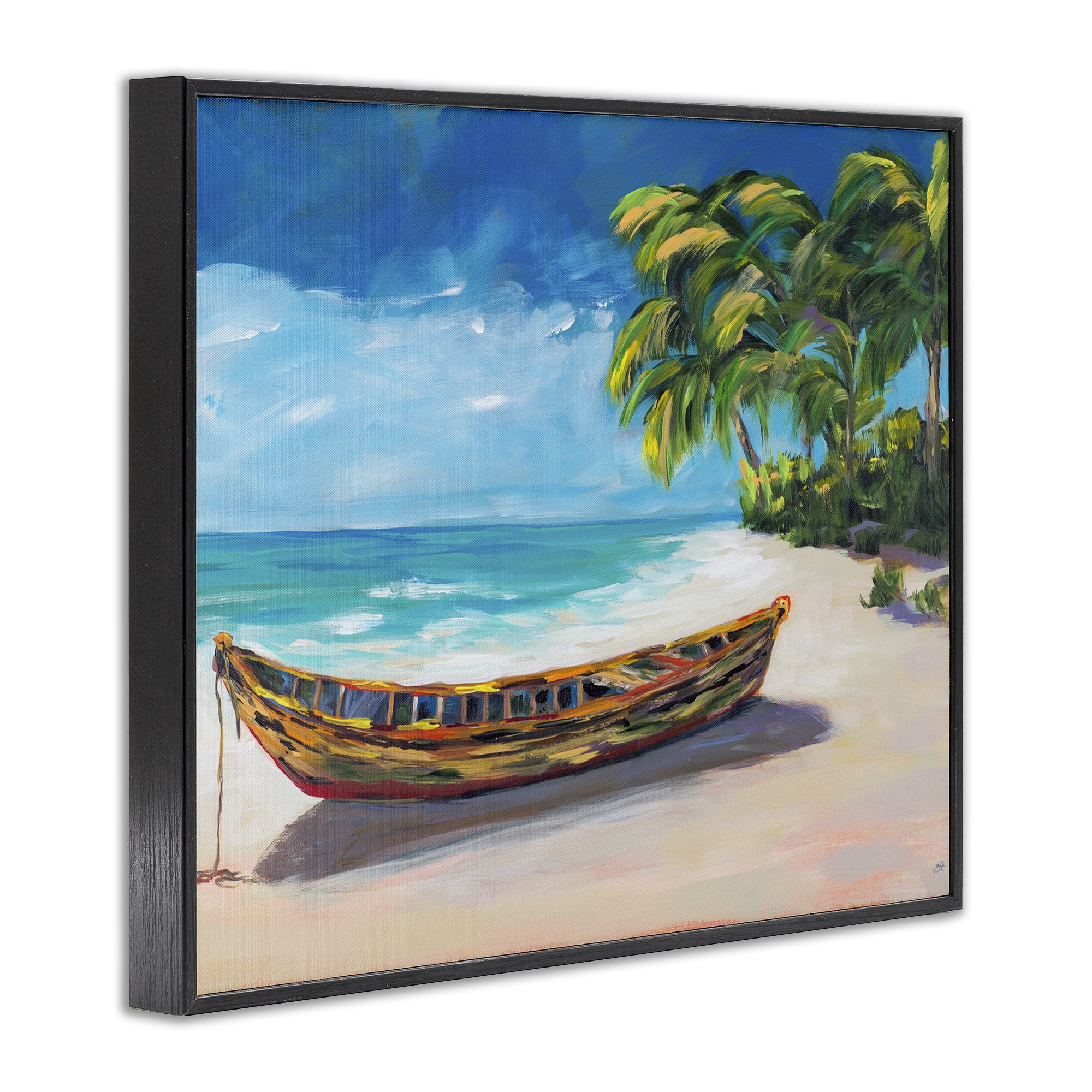 Stupell Industries Boat on Lost Island Black Framed Giclee Art, design by Julie DeRice