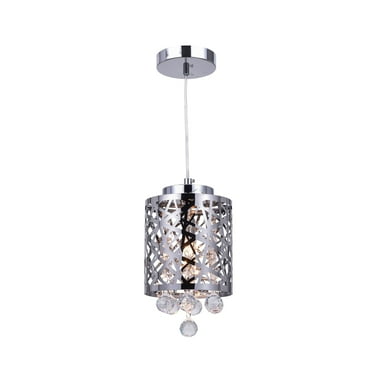 CWI Lighting Eternity 1 Light Drum Shade Mini Pendant With Chrome Finish - Stainless Steel