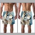 thumbnail image 3 of luoweisi Men's Beach Shorts Quick Dry Swim Trunks with Mesh Lining Wolf L, 3 of 5
