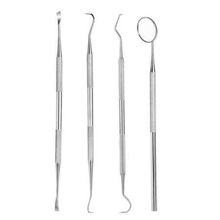 4pcs Stainless Steel Dental Tools Kit Dentists Pick Tool Teeth Scraper Set for Personal & Professional Use