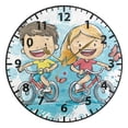 thumbnail image 5 of Children by Bike Wall Clock Modern Small Clock Gold Hands for Office, Home, Bedroom,School 9.84in, 5 of 11