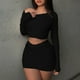 thumbnail image 1 of Conjuntos de falda corta de punto para mujer Estilo Y2K Traje de vacaciones sin espalda con ombligo expuesto FLhrweasw Nuevo, 1 of 9