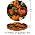 thumbnail image 3 of Thanksgiving 6PCS Round Microfiber Leather Table Coasters, 11x11 cm/4.3x4.3 in Set - Drink Coasters for Home and Kitchen, 3 of 6