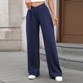 thumbnail image 2 of dGslk High Waist Wide Leg Pants for Women Loose Fit Casual Trousers with Pockets Comfortable Stretchy Fabric for Daily Wear Office Travel Navy L, 2 of 2
