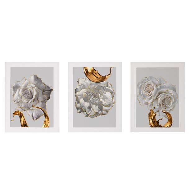 Flores de impresión Pintura desmontable artística de moda para colgar decoración para la sala de estar de la sala de estar Oficina 3 piezas Vogacara HA010677-00
