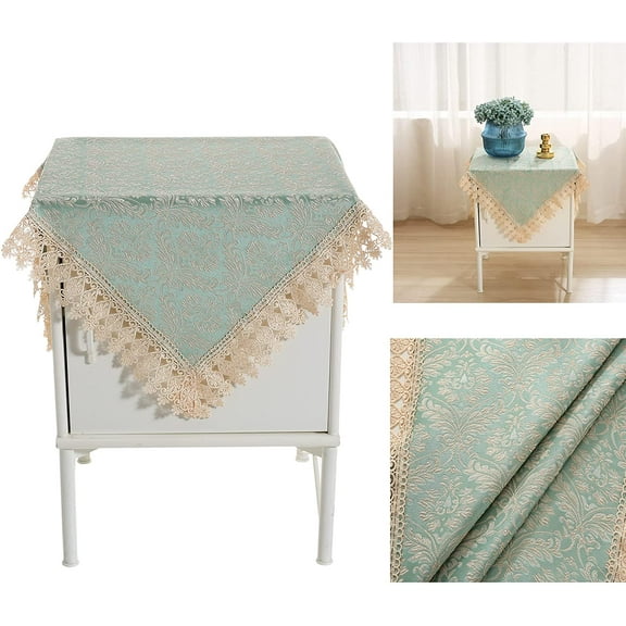 XmhyTop Square Tablecloth,Nightstand Tablecloth,Side Table Cover,Table Cloth for Bedside Table/Nightstand/Night Table/Tea Table/End Table,Table Dustcover Doilies for Furniture (Classic Green)