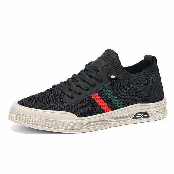 Men's Breathable Knit Slip-On Sneakers, Lightweight Casual Shoes with Elastic Laces, Comfortable Footwear for Everyday and Travel Wear
