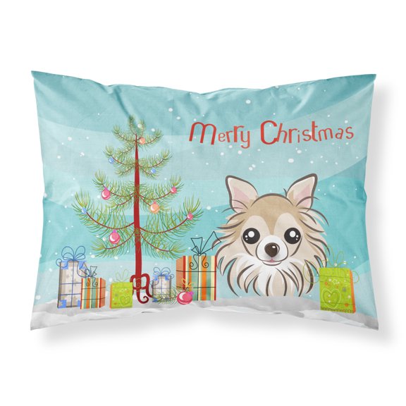 Carolines Treasures BB1623PILLOWCASE Christmas Tree and Chihuahua Fabric Standard Pillowcase Standard multicolor