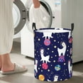 thumbnail image 5 of Rateoe Lama in Space Pattern Round Laundry Hamper Basket, Tall Hamper Basket for Blanket Storage, Nursery Clothes Hamper for Laundry in Bedroom and College Dorm-Medium, 5 of 6