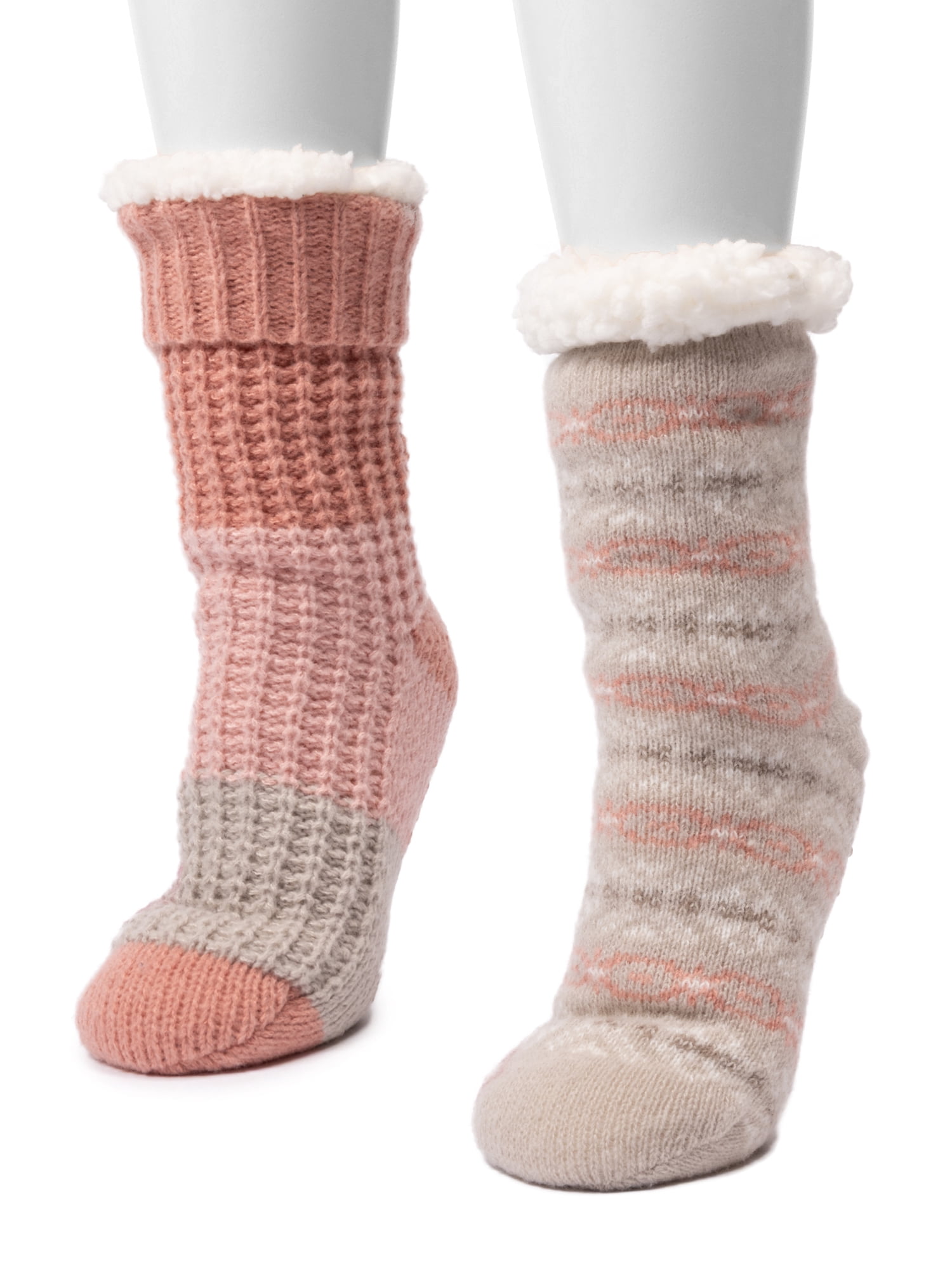 MUK LUKS Women's Tall Cabin Socks, One Size Fits Most, 2-Pack
